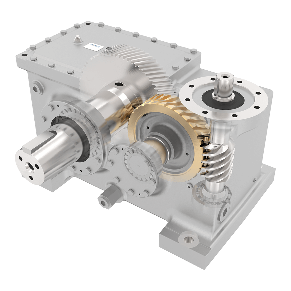 Worm helical gear units